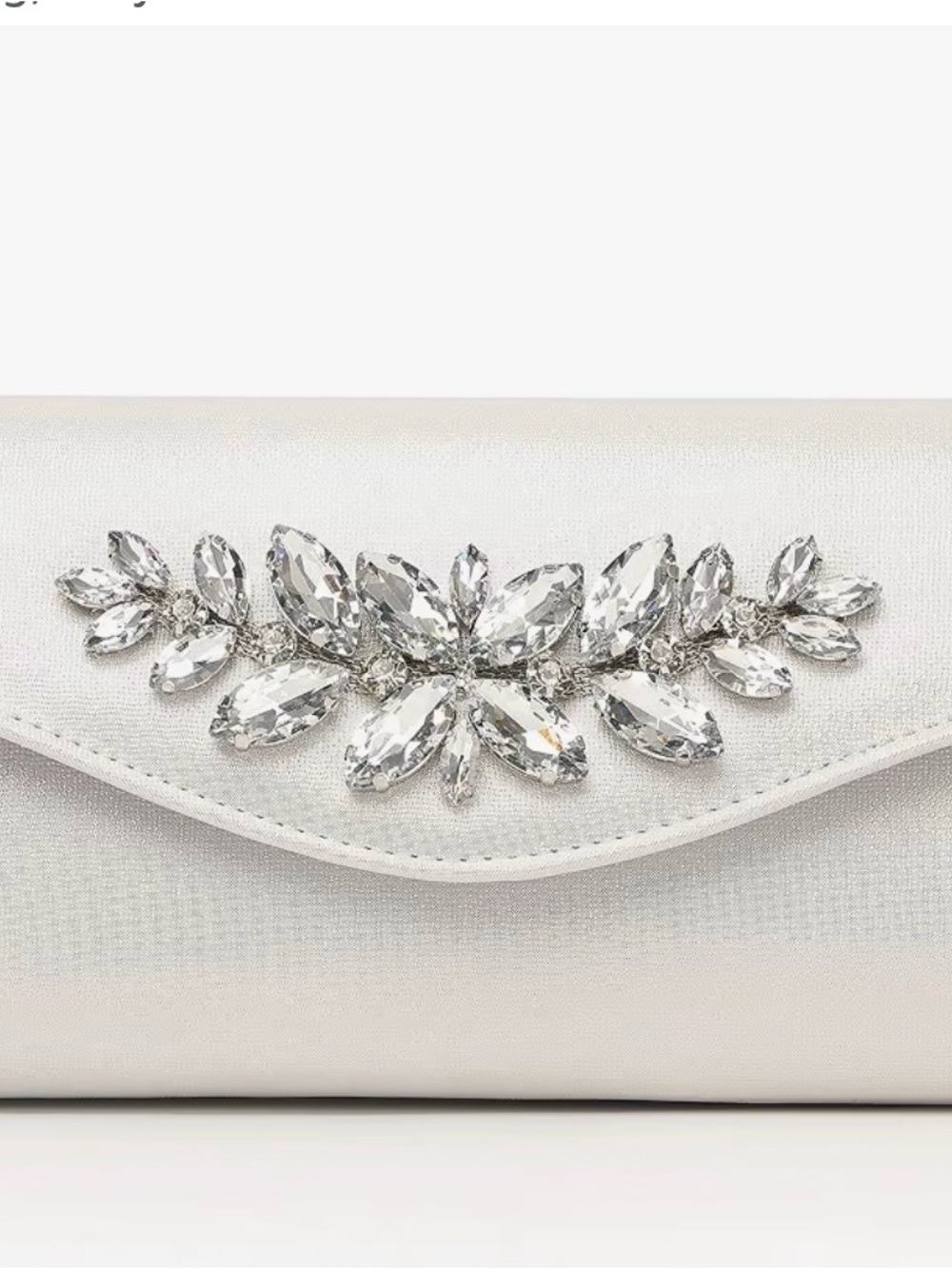 Elegant Crystal-Embellished White Clutch